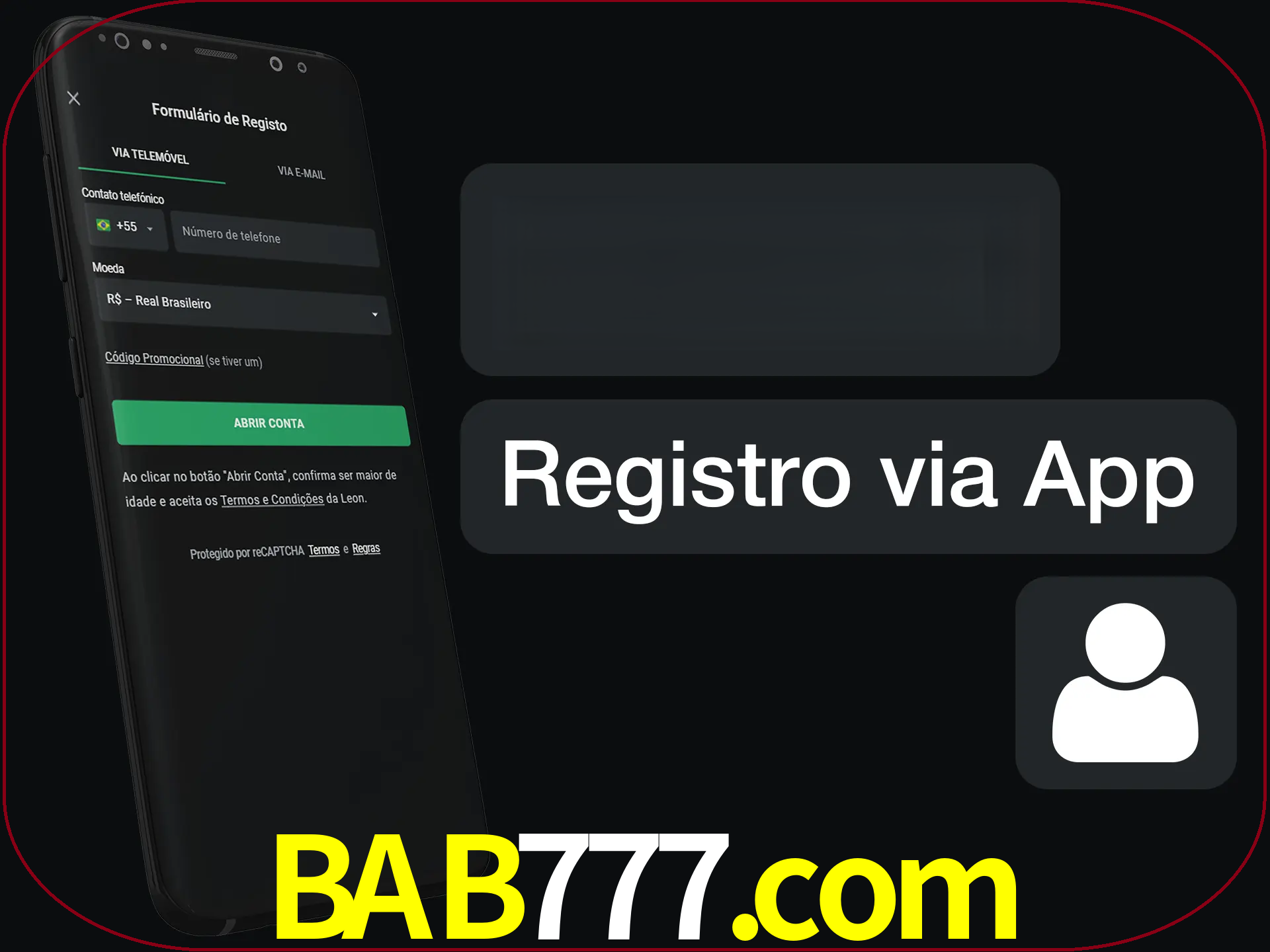 Registre-se com duas etapas usando o aplicativo.