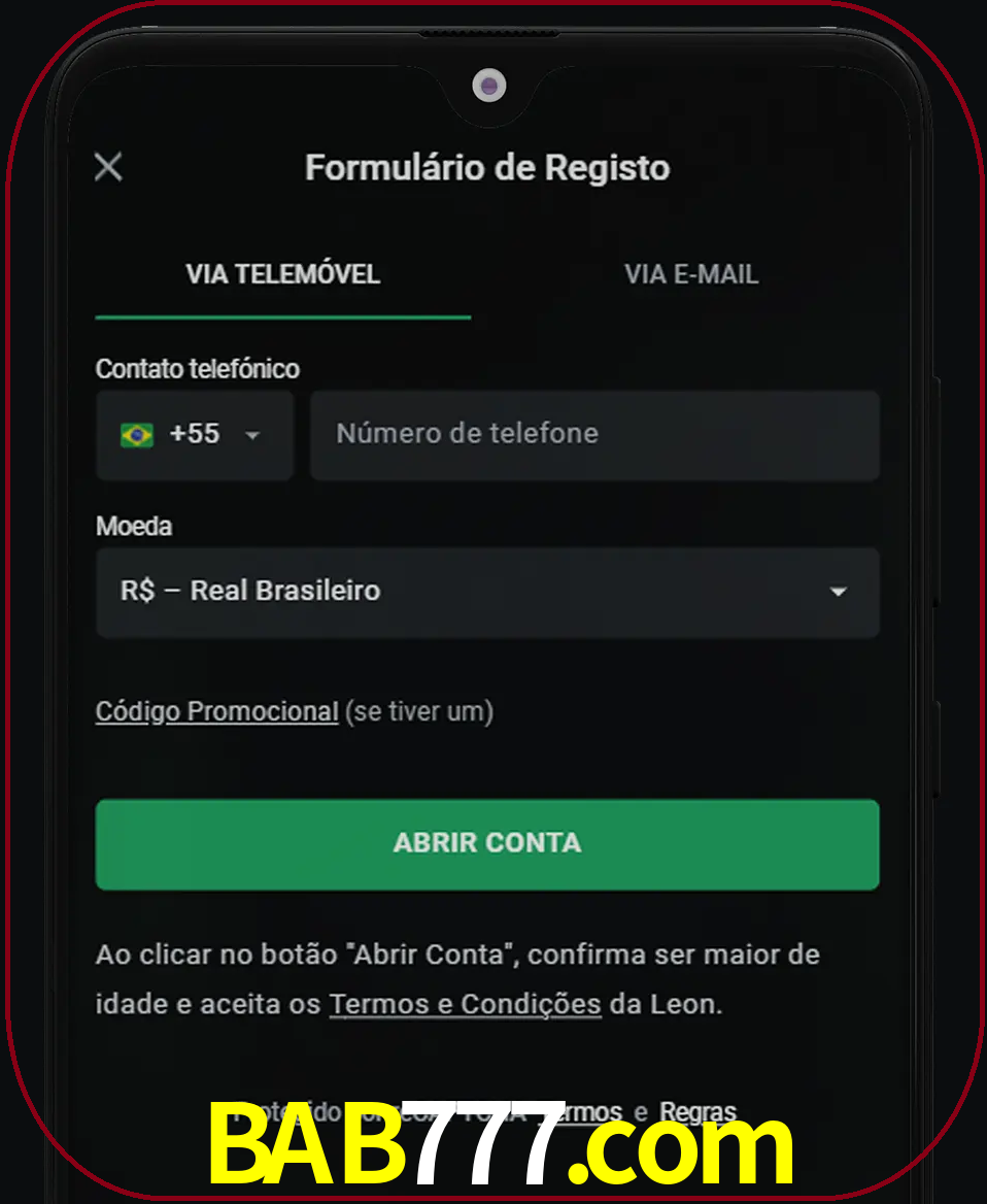 Abra o aplicativo e inicie o processo de registro.