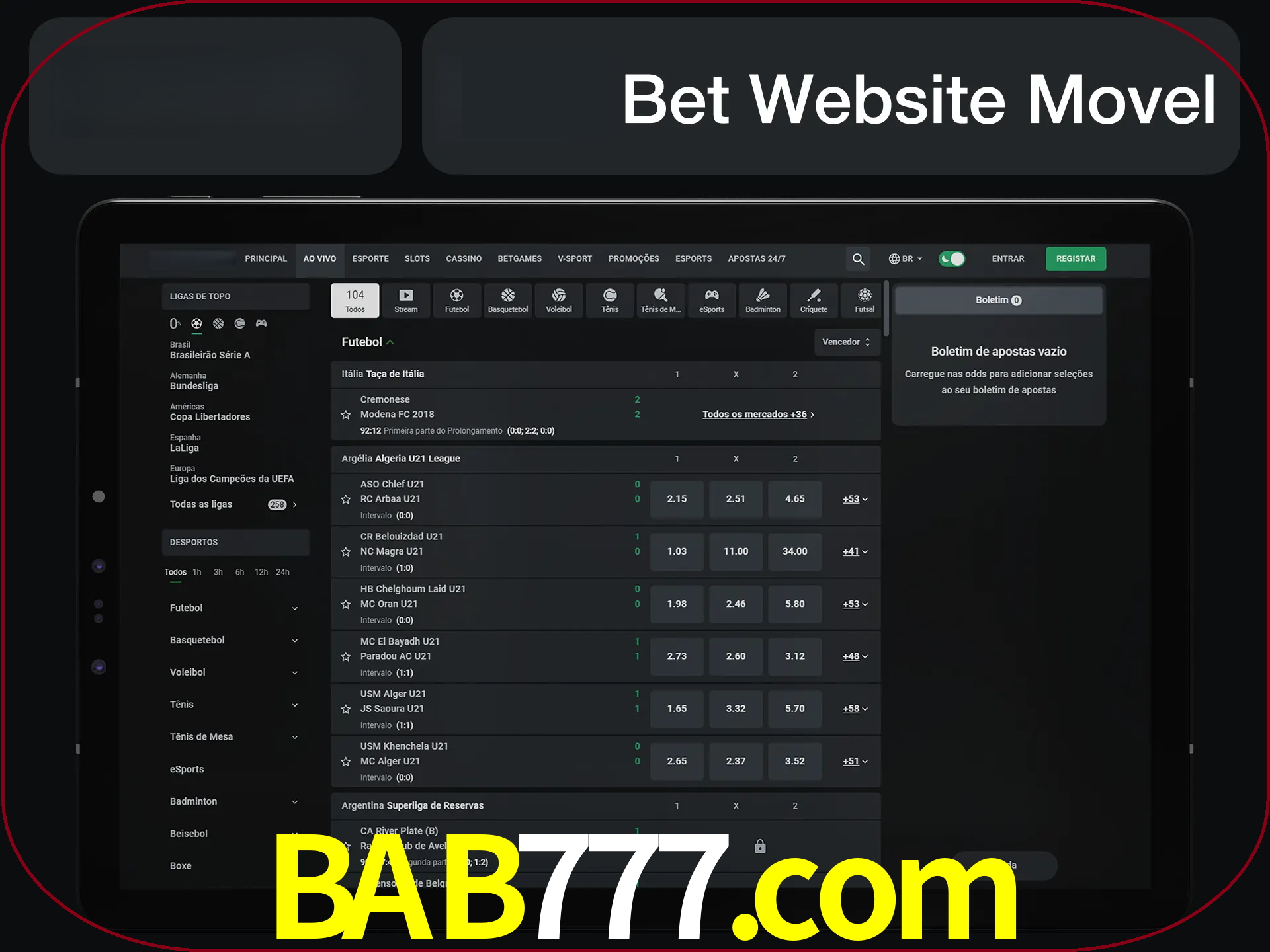 Use nosso website em qualquer dispositivo.